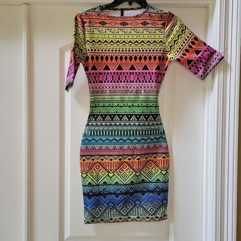 Juniors Azteca Colorful Mini Dress